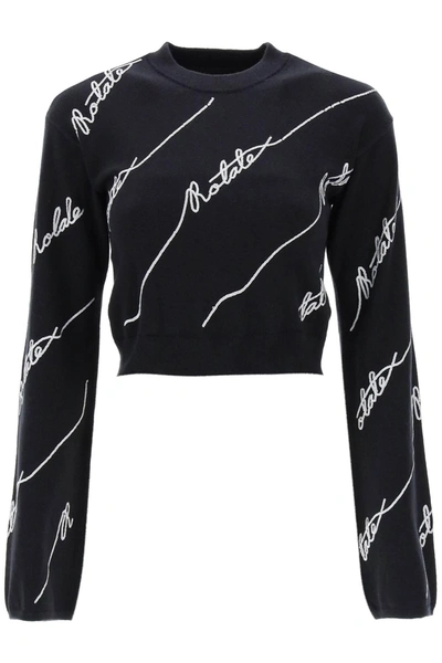 ROTATE BIRGER CHRISTENSEN ROTATE SEQUINED LOGO CROPPED SWEATER