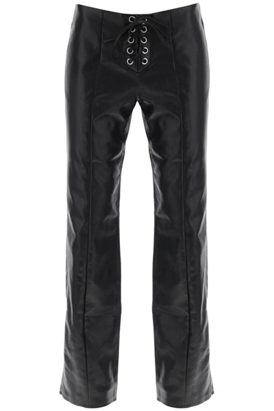 Rotate Birger Christensen Textured Mid-rise Trousers In Black