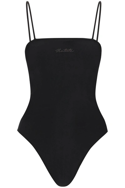 Rotate Birger Christensen Firm Thin Logo-embellished Bodysuit In Black