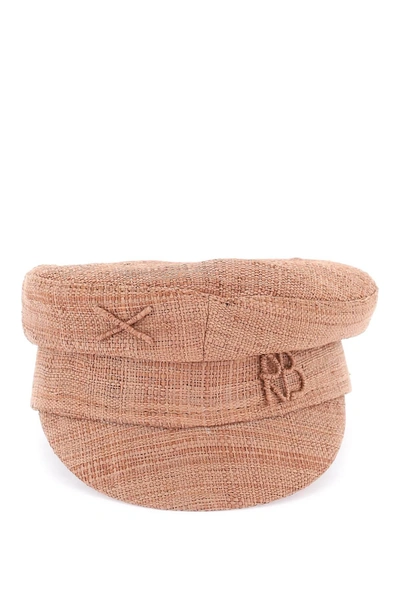 RUSLAN BAGINSKIY RUSLAN BAGINSKIY RAFFIA BAKER BOY HAT WITH EMBROIDERY