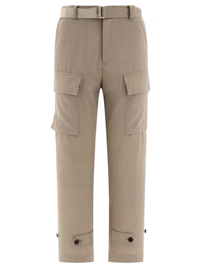 Sacai Beige Suiting Trousers In 651 Beige