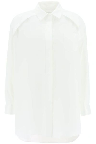 SACAI SACAI MAXI SHIRT WITH CUT OUT SLEEVES