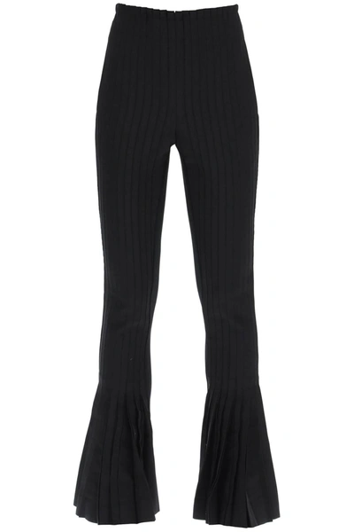 Sacai Ribbed Pleated Woven Flared Pants In Black