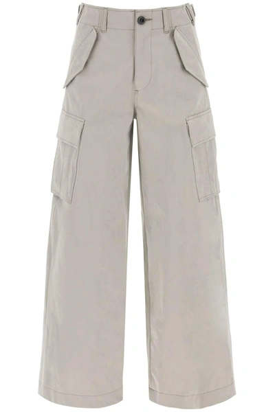 Sacai Peach Skin Technical Cargo Pants In Cream