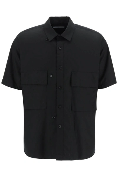 Sacai Flap-pockets Cotton Shirt In Black
