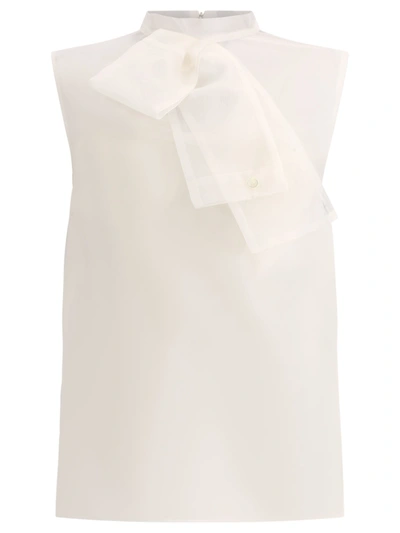 Sacai Sleeveless Silk Top In White