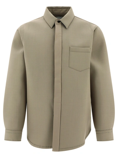 Sacai "suiting Bonding" Overshirt In Beige