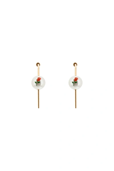 Saf Safu 'pearl & Roses' Hoop Earrings In Gold