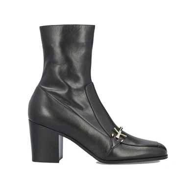 Saint Laurent Elbio 75 Leather Boots In Black