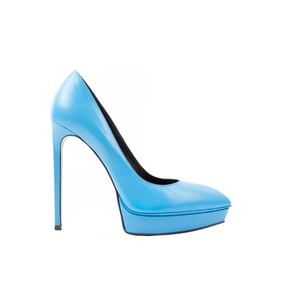 Saint Laurent Leather Janis Pumps In Blue