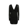 Saint Laurent Long Sleeve Ruched Mini Dress In Black