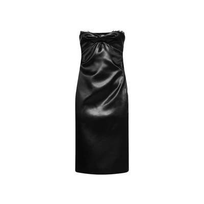 Saint Laurent Satin Bustier Dress In Black