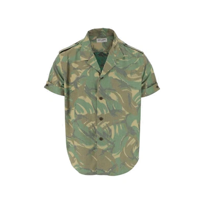 Saint Laurent Short Sleeves Shirt In Green