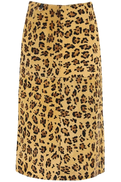 Saks Potts 'carolyn' Midi Skirt In Leopard Ponyskin In Multi-colored
