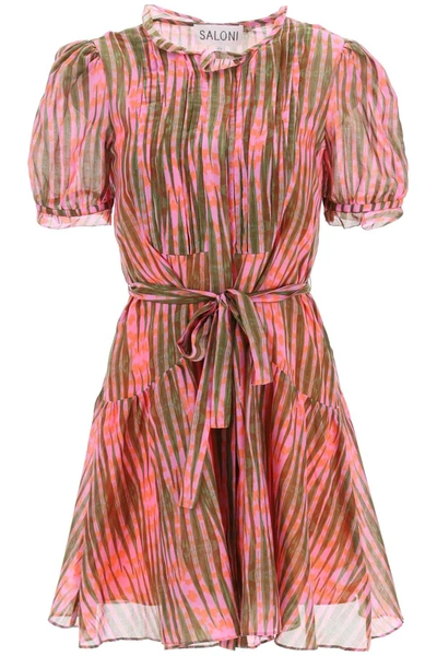 Saloni 'penny' Mini Shirt Dress In Multi-colored