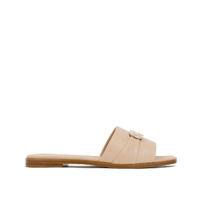 Ferragamo Beige Calfskin Flat Sandals In Neutral