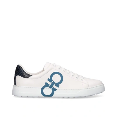 Ferragamo Number Leather Sneakers In White