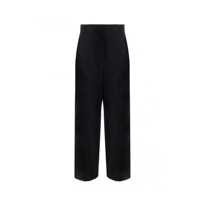 Ferragamo Silk And Linen Trousers In Black
