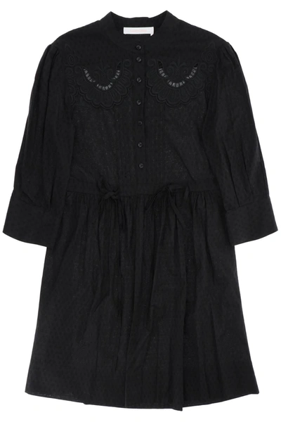 See By Chloé See By Chloe Embroidered Shirt Dress In Black