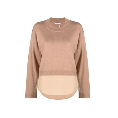 See By Chloé Layered-effect Crew Neck Sweater In Brown