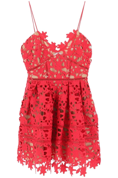 Self-portrait Azaelea Floral Lace Mini Dress In Fuchsia