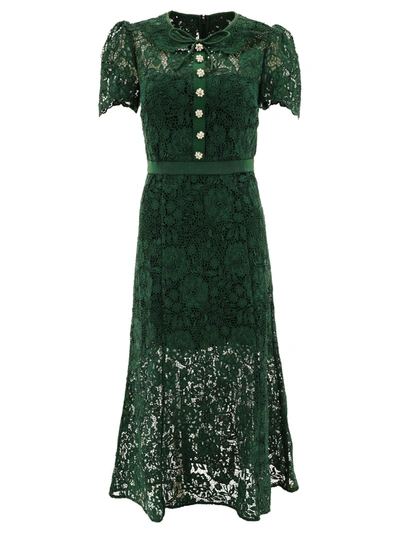 Self-portrait Lace Midi Dress In Green