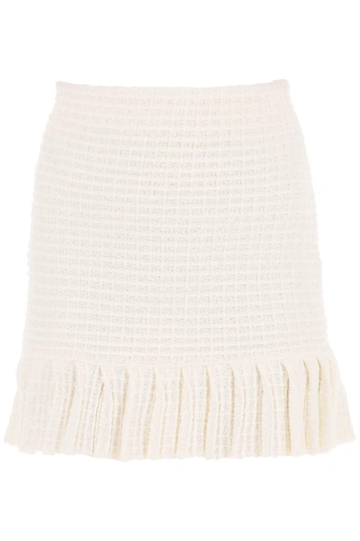Self-portrait Sequin Textured Knit Mini Skirt In White