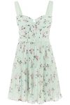 Self-portrait Mini Dress In Pleated Chiffon With Floral Motif