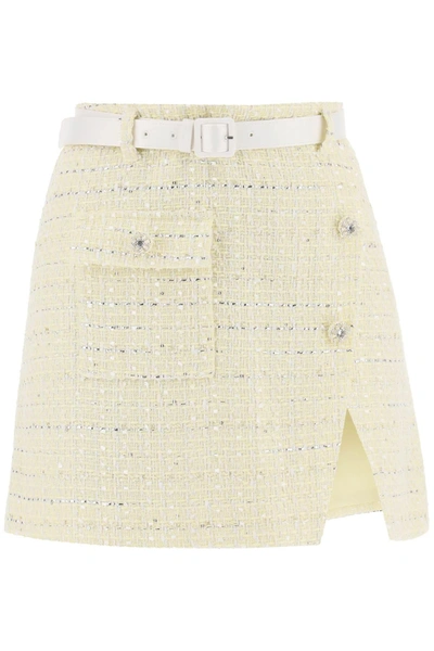 Self-portrait Boucle Mini Skirt In Yellow