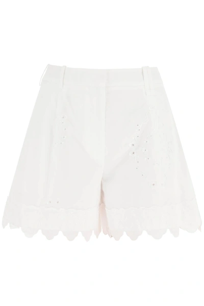 Simone Rocha Embroidered-trim Shorts In White