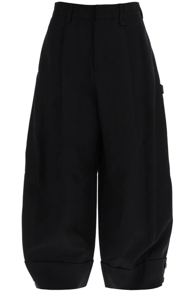 Simone Rocha Cropped Wide-leg Trousers In Black