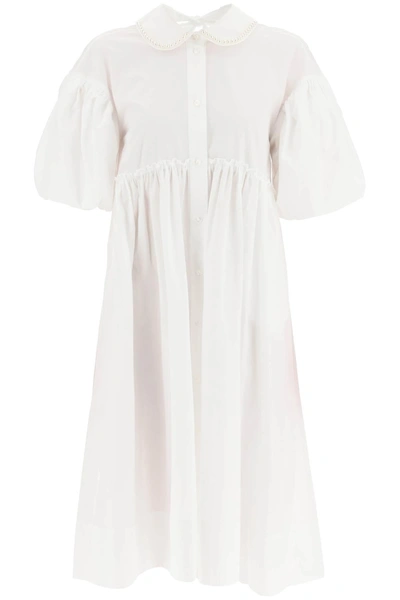 Simone Rocha Poplin Dress With Puff Sleeves In White