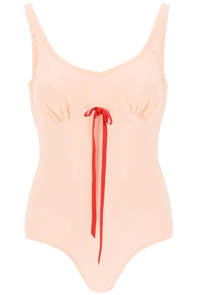 SIMONE ROCHA SIMONE ROCHA SILK BLEND BODYSUIT WITH BOW DETAIL