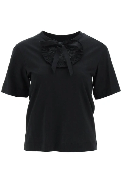 Simone Rocha Ruffled Cut-out T-shirt In Black