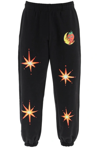 Sky High Farm Ally Bo Printed Upcycled And Organic Cotton-jersey Sweatpants In Black