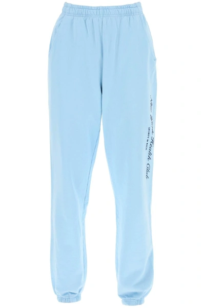 Sporty And Rich Sporty & Rich 'ny Health Club' Flocked Sweatpants In Light Blue