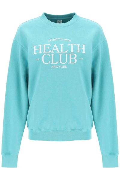 Sporty And Rich Serif Logo Polar Fleece Sweatshirt In Blue