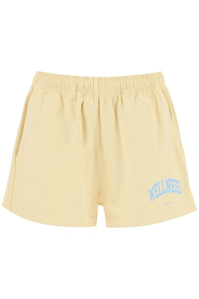 Sporty And Rich Sporty & Rich Slogan Printed Elasticated Waistband Shorts In Yellow