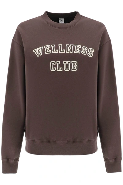 SPORTY AND RICH SPORTY RICH CREW NECK SWEATSHIRT WITH LETTERING PRINT
