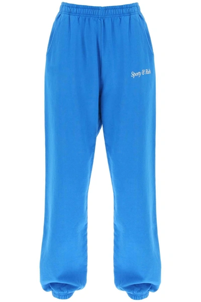 Sporty And Rich Italic Logo Joggers In Blue