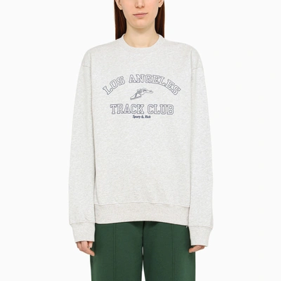 Sporty And Rich Track Club Logo-print Cotton-blend Sweatshirt In Gray
