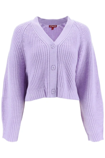 Staud V-neck Mirabel Cardigan In Purple Wool
