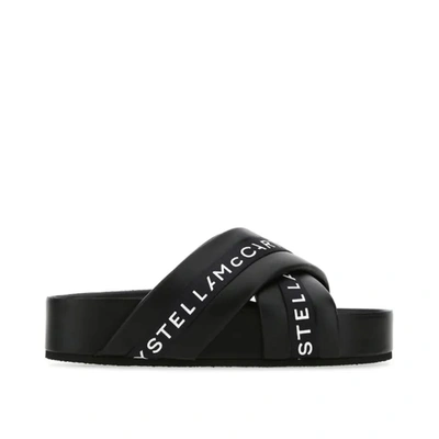 Stella Mccartney Logo Slippers In Black