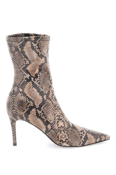Stella Mccartney Python Print Ankle Boots In Coffee (brown)