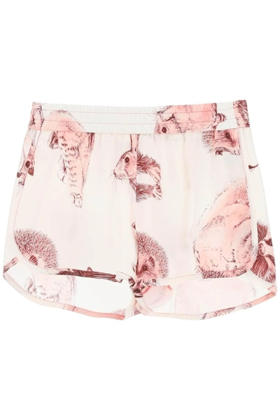 Stella Mccartney Silk Shorts In White,pink