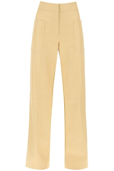 Stella Mccartney Wide Leg Pants In Vegan Leather In Beige