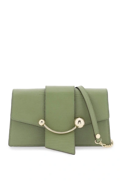 Strathberry Crescent On A Chain Crossbody Mini Bag In Green