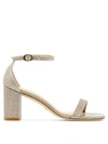 Stuart Weitzman Nudistcurve Glitter Block-heel Sandals
