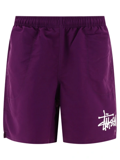 Stussy Logo-print Swim Shorts In Purple