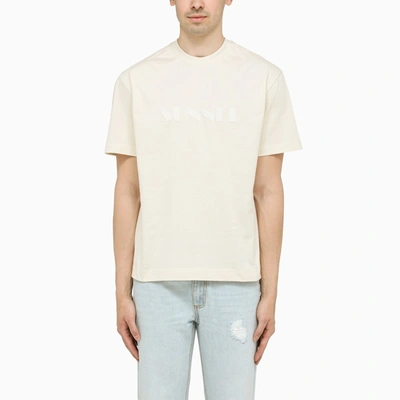 Sunnei Logo Crew Neck T Shirt Soft Fabric In White
